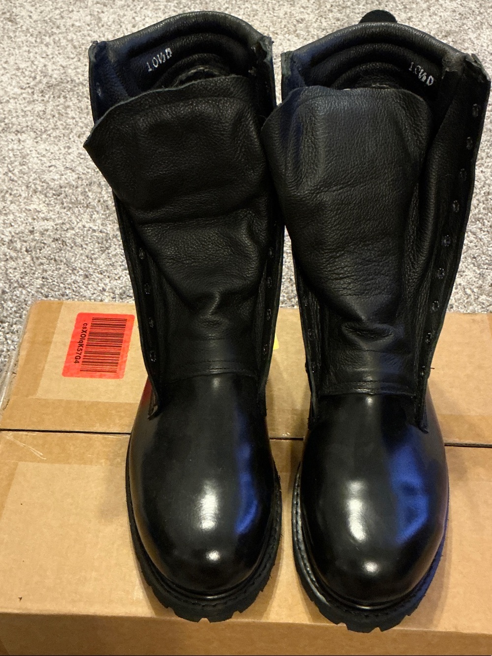 Men's Black Leather Tactical Lace-Up Boots